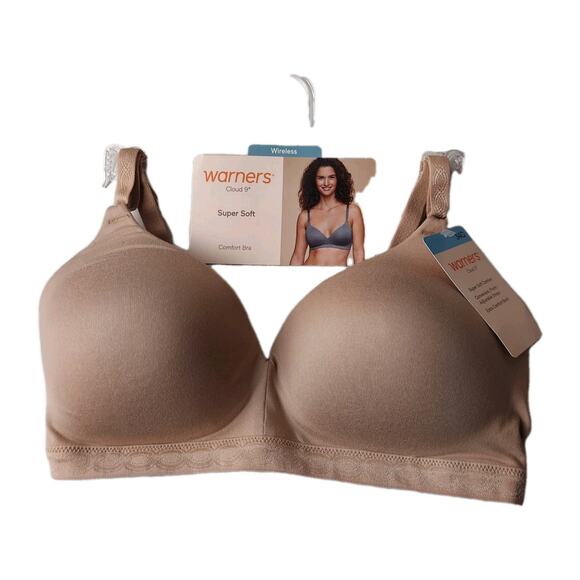Warner's Bra 34C Beige Wireless Cloud 9 Super Soft Lightly Lined Comfort Bra - Picture 1 of 8